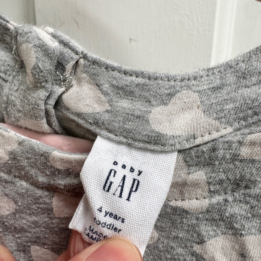 GAP Girls Size 4 Gray Heart Pattern Long Sleeve Kids Casual Dress - Picture 3 of 6